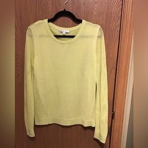 CAbi Lemon Lime Split Back Mesh Sweaters